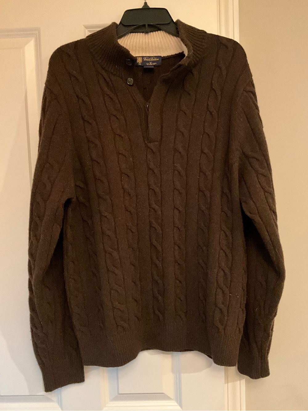 Brooks Brothers Classic Cable-Knit Brown Men’s Sweater Size Large